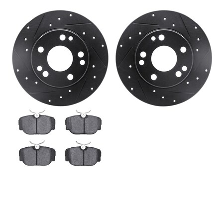 Dynamic Friction Co 8302-63036, Rotors-Drilled and Slotted-Black with 3000 Series Ceramic Brake Pads, Zinc Coated 8302-63036